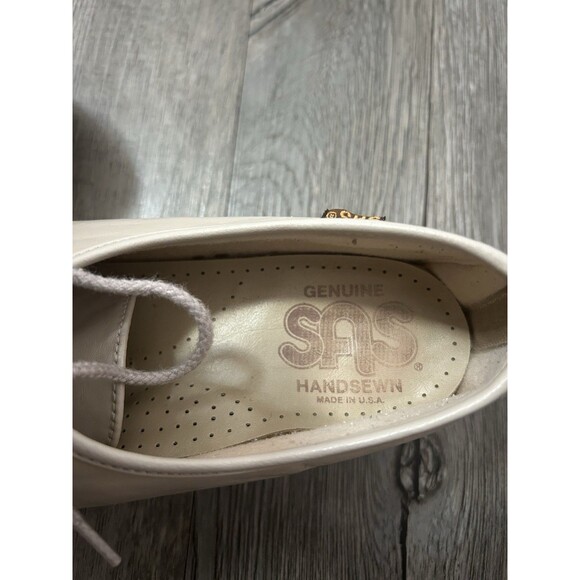 SAS Size 8.5 Women’s SIESTA BONE LEATHER Cream/Ivory Handsewn In USA Lace Up - Picture 9 of 12